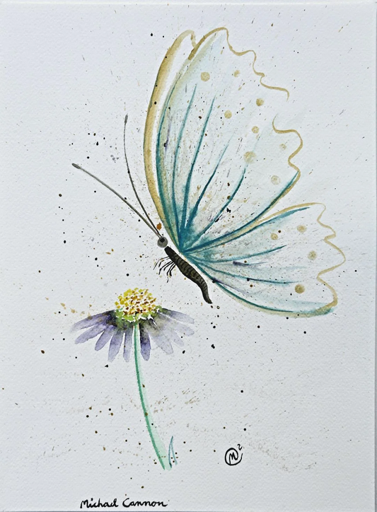 Social Butterfly @Backyard Marvels Limited Edition Original Watercolor Art