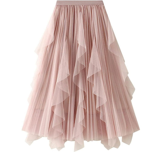 Dirholl Women’s A-Line Fairy Elastic Waist Tulle Midi Skirt