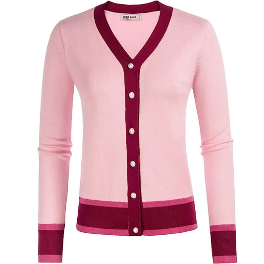 GRACE KARIN Women’s Long Sleeve Button Down Sweater Classic V-Neck Knit Cardigan
