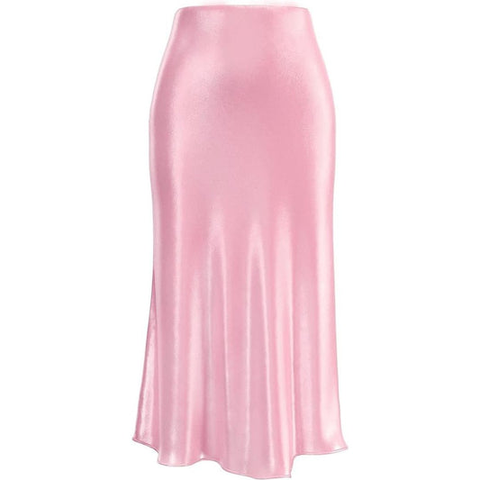 Womens Skirt Midi Long Length Silk Satin High Waist Elastic