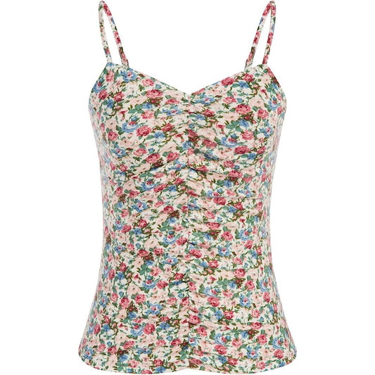 GRACE KARIN Women’s Floral Tank Tops Ruched Cami Tanks Sexy V Neck Spaghetti Strap Tank Top