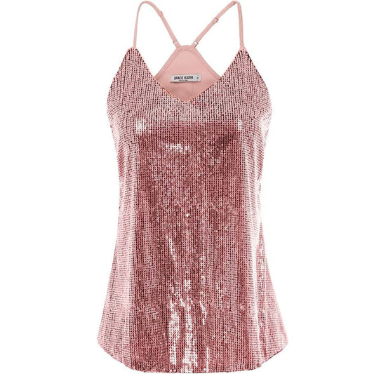 GRACE KARIN Women’s Sleeveless Sparkle Shimmer Camisole Vest Sequin Tank Tops