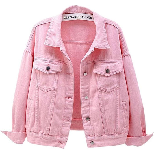 Candy Color Denim Jacket Relaxed Fit Casual Jean Trucker Jacket