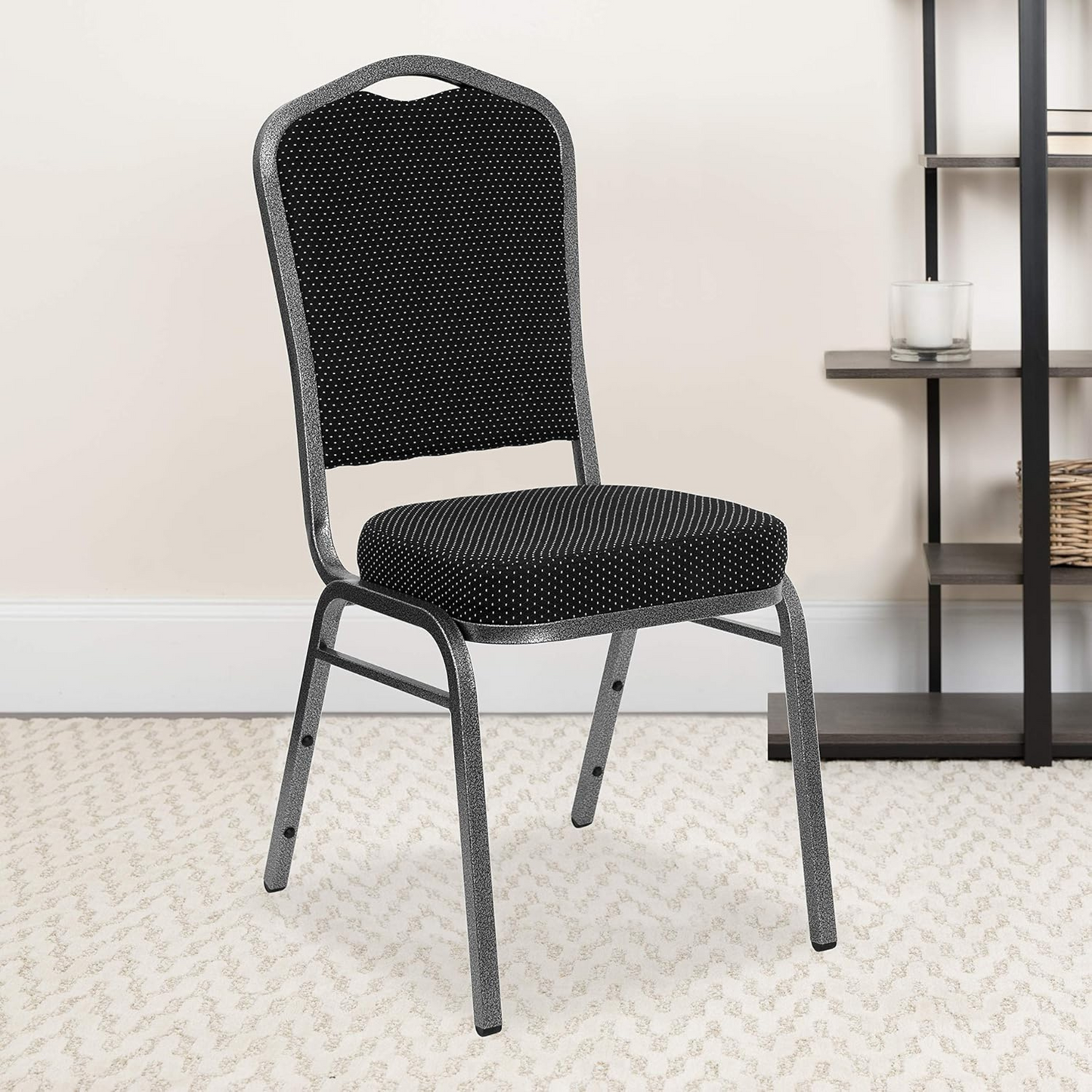 Flash Furniture Hercules Series Crown Back Stacking Banquet Chair, Set of 4, Black Dot