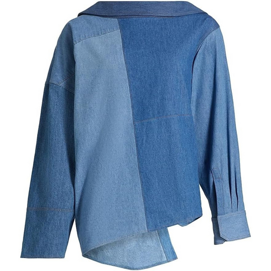 A.W.A.K.E. Mode Off-The-Shoulder Denim Reversed Shirt