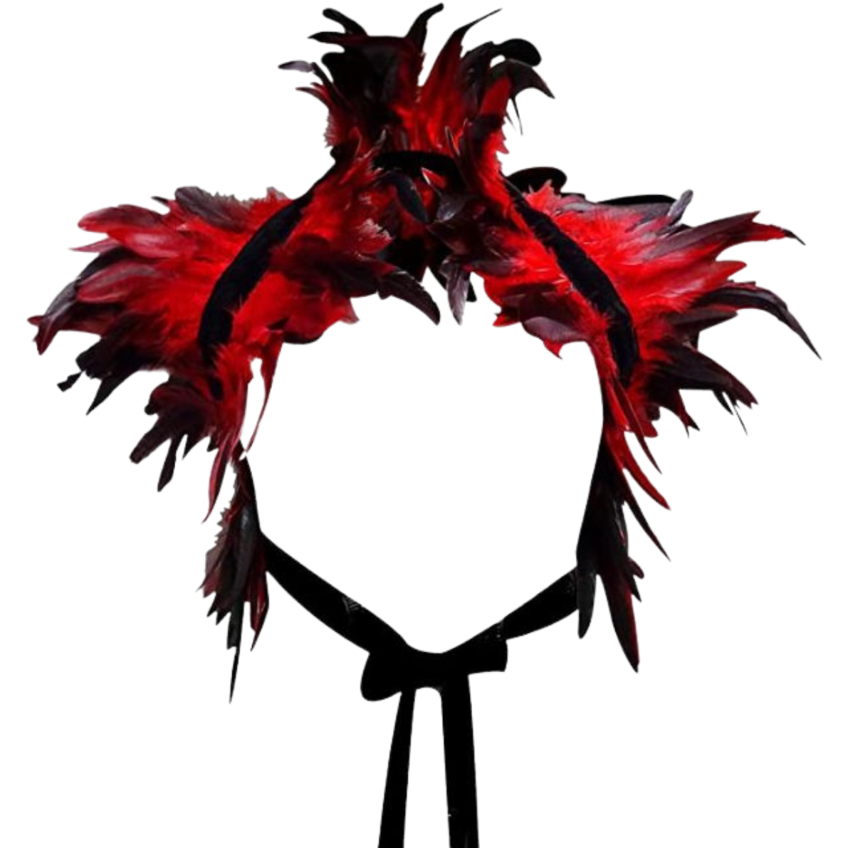 Gothic Feather Shawl Shoulder Wrap Cape-Red