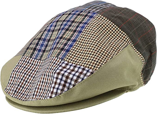 Armycrew Plaid Patch Ivy Cap with Adjustable Snap Buttons Closure-Camel