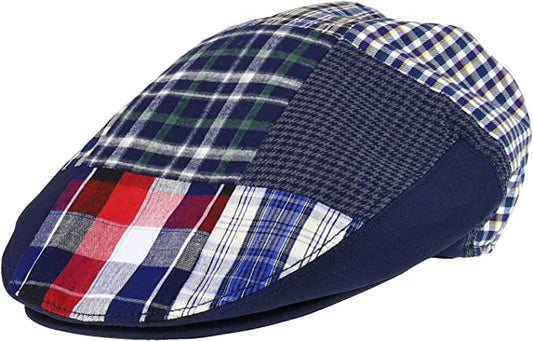 Armycrew Plaid Patch Ivy Cap with Adjustable Snap Buttons Closure-Navy