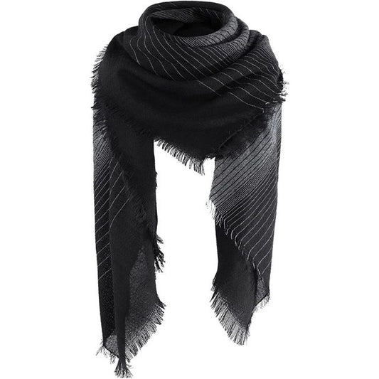 Classic Tassel Plaid Blanket Wrap Shawl Scarf-Black & White
