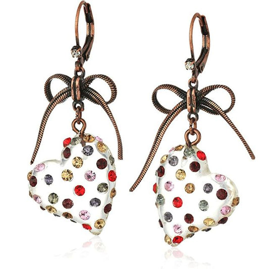 Betsey Johnson Multi Lucite Heart Drop Earrings