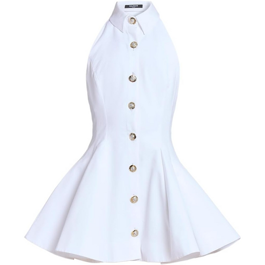 Balmain Cotton Poplin Fit & Flare Minidress