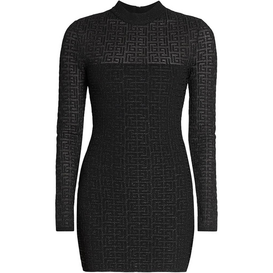 Balmain Glittered Monogram Logo Minidress