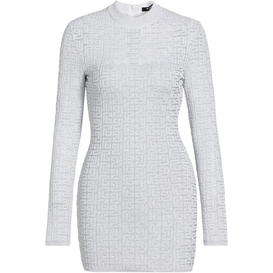 Balmain Glittered Monogram Minidress