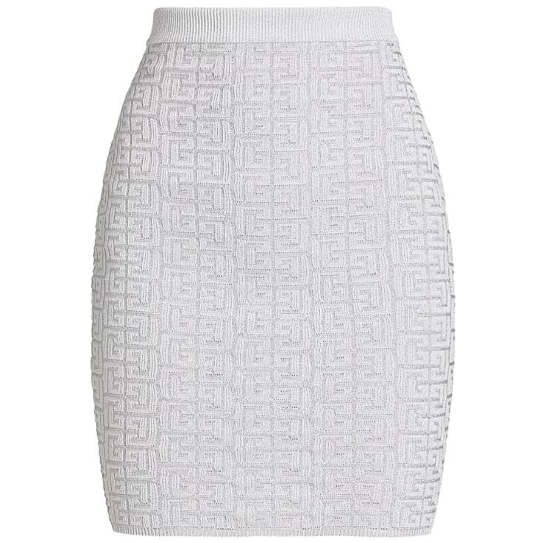 Balmain Glittered Monogram Miniskirt