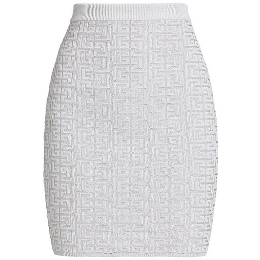 Balmain Glittered Monogram Miniskirt