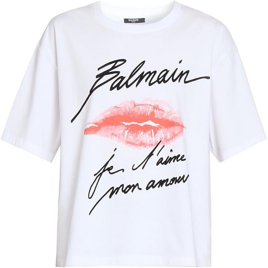 Balmain Kiss Cotton Crewneck T-Shirt