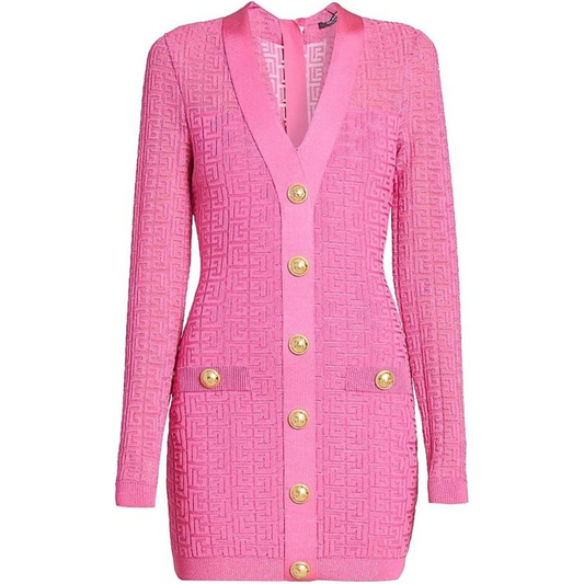 Balmain Logo Knit Bodycon Minidress