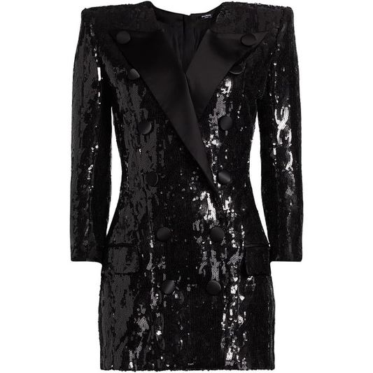Balmain Sequined Double-Breasted Tuxedo Minidress