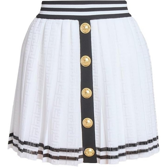 Balmain Striped Logo Knit Miniskirt