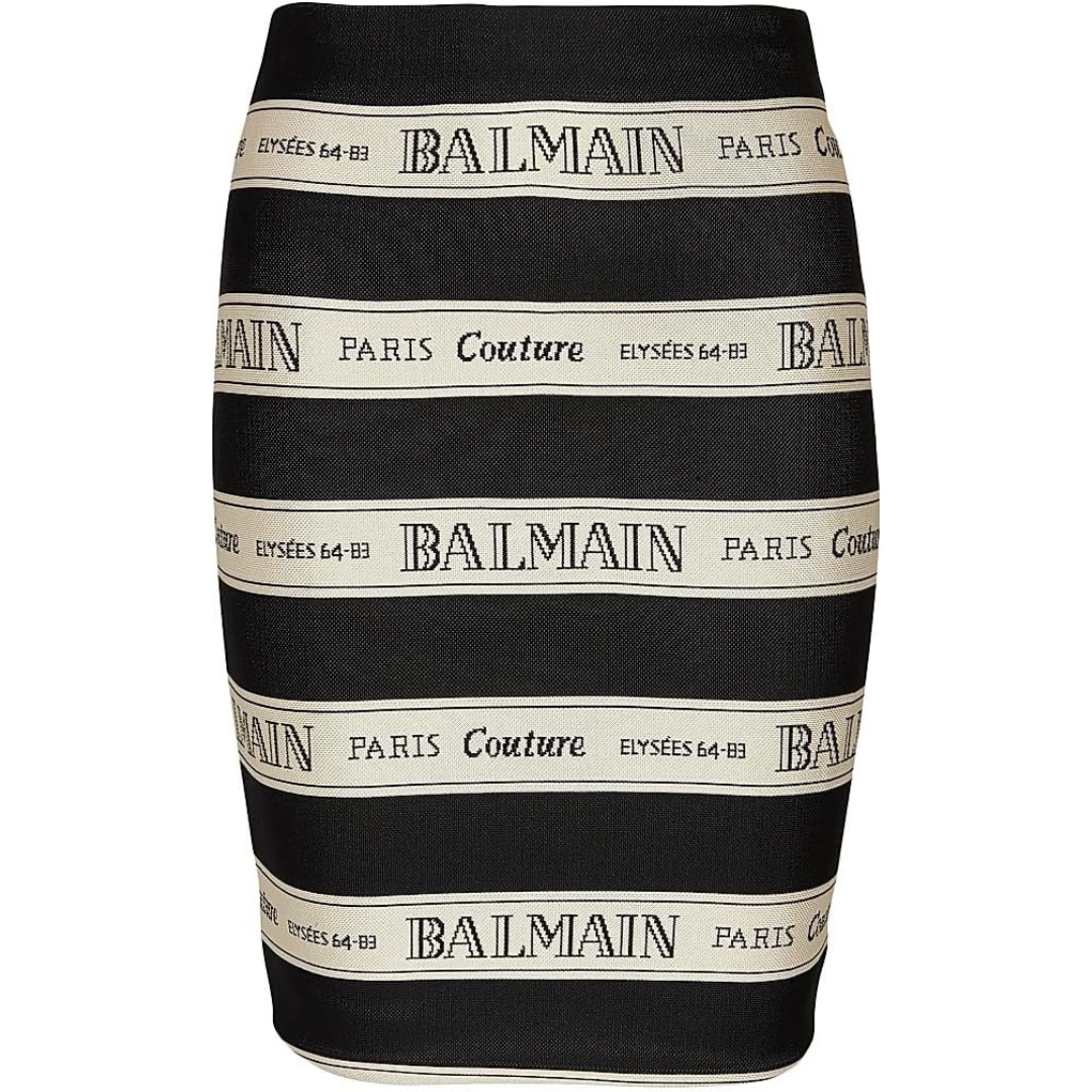 Balmain, Logo Striped Jacquard Miniskirt