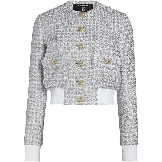 Balmain, Buttoned Tweed Blouson Jacket