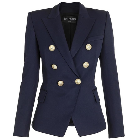 Balmain, Double-Breasted Wool Jacket-Black