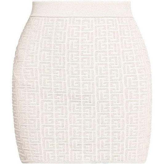Balmain, Glitter Monogram Knit Miniskirt