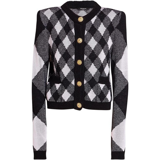 Balmain, Mixed Check Cardigan