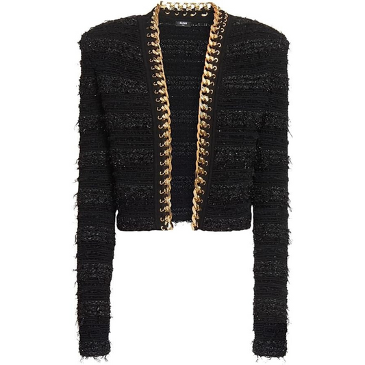 Balmain, Tweed Wool-Blend Chain-Trimmed Jacket