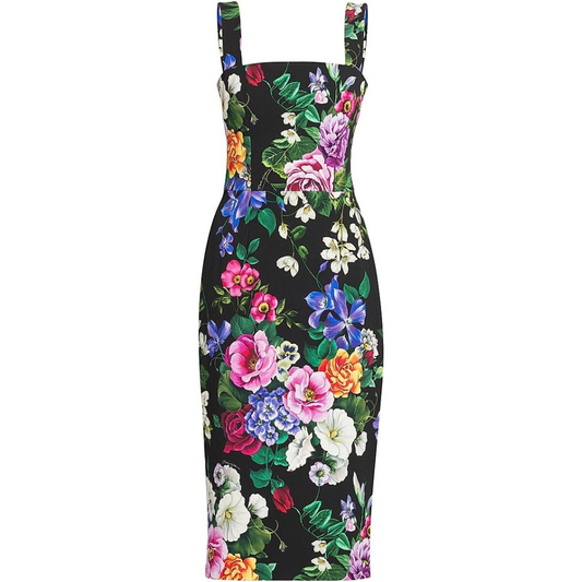 Dolce&Gabbana Floral Seamed Body-Con Midi-Dress