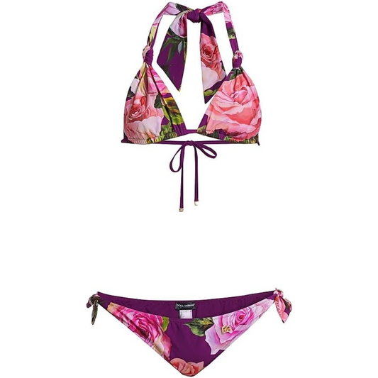 Dolce&Gabbana Floral Sliding Triangle Bikini Set