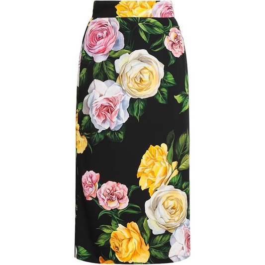 Dolce&Gabbana Floral Stretch-Silk Pencil Skirt