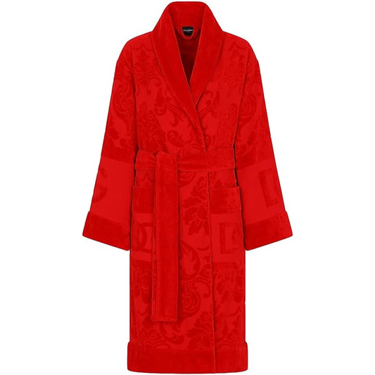 Dolce&Gabbana Jacquard Logo Bath Robe-Red