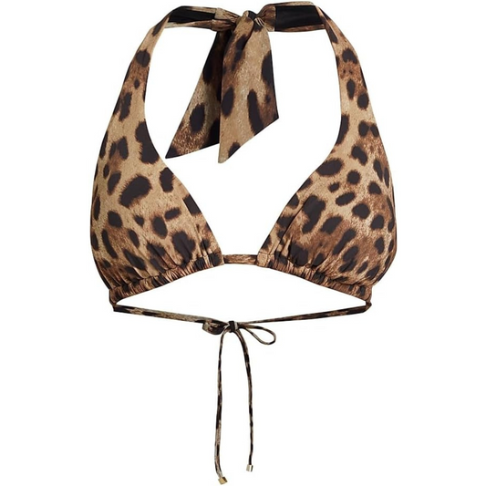 Dolce&Gabbana Leopard Halter Bikini Top