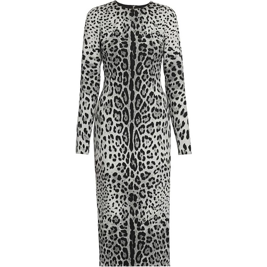 Dolce&Gabbana Leopard Stretch-Silk Midi-Dress