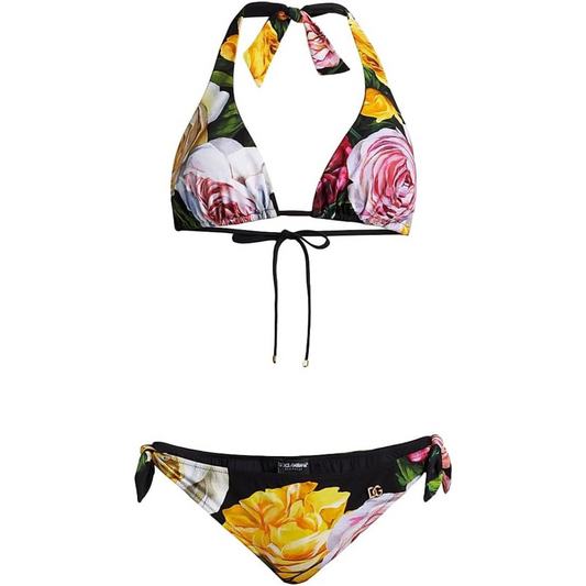 Dolce&Gabbana Mixed Florals Tie Bikini