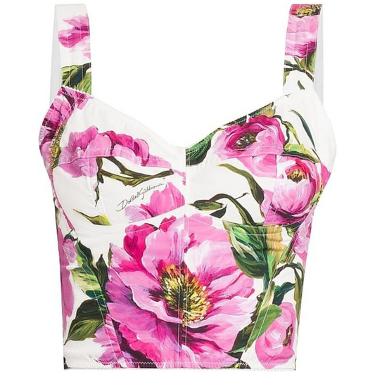 Dolce&Gabbana Peonies Seamed Bustier Top