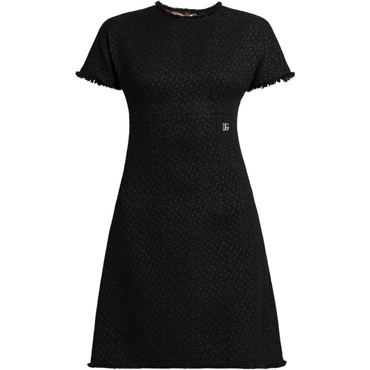 Dolce&Gabbana Wool-Tweed Short-Sleeve Dress