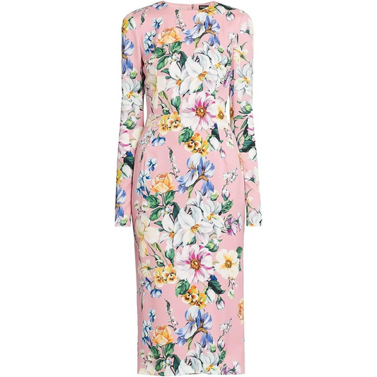 Dolce&Gabbana, Floral Stretch Silk Midi-Dress