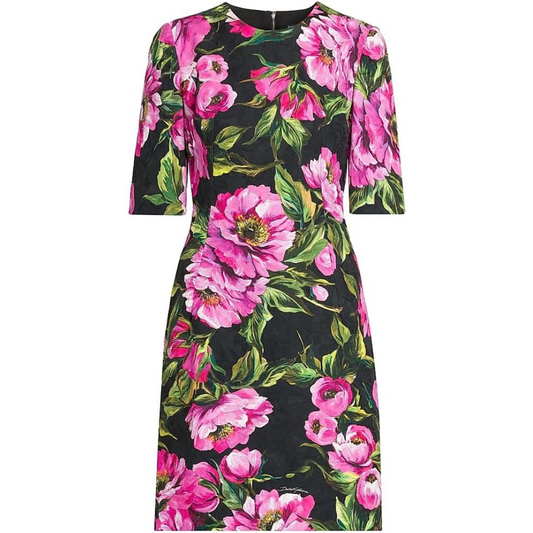 Dolce&Gabbana, Peonies Stretch-Cotton Minidress