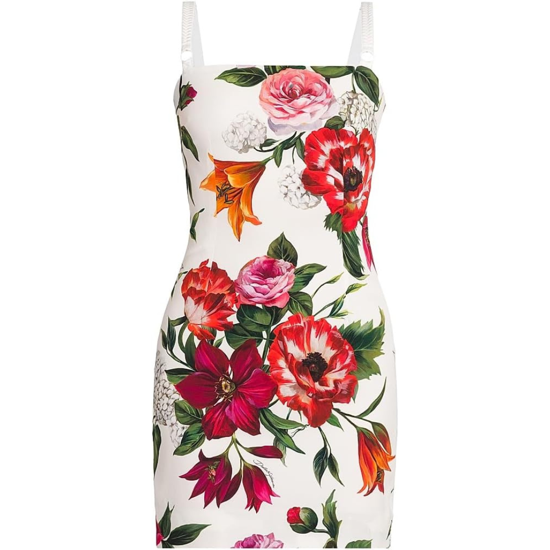 Dolce&Gabbana, Rafia Fiori Floral Stretch Silk Minidress