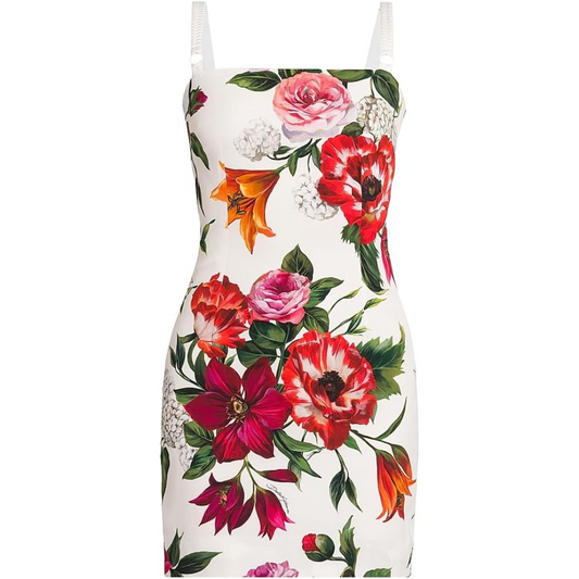 Dolce&Gabbana, Rafia Fiori Floral Stretch Silk Minidress