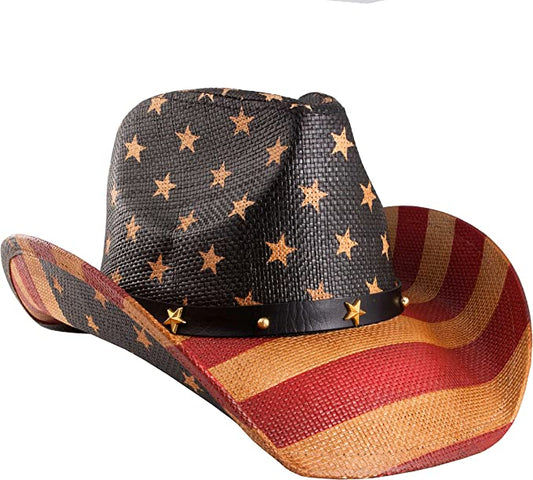 Classic USA American Flag Cowboy Hat-Antique Flag