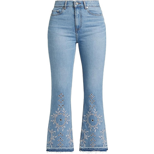 Ganni Betzy Broderie Anglaise Crop Jeans