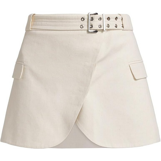 Ganni Cotton-Linen Melange Tailoring Miniskirt