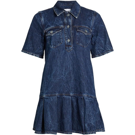 Ganni Crinkled Denim Minidress
