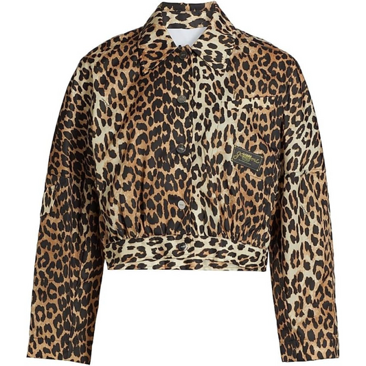 Ganni Duchesse Leopard Short Jacket