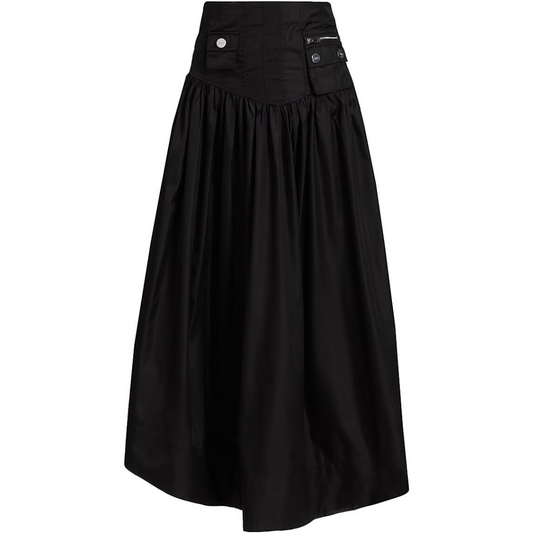 Ganni Duchesse Nylon Pocket Midi-Skirt