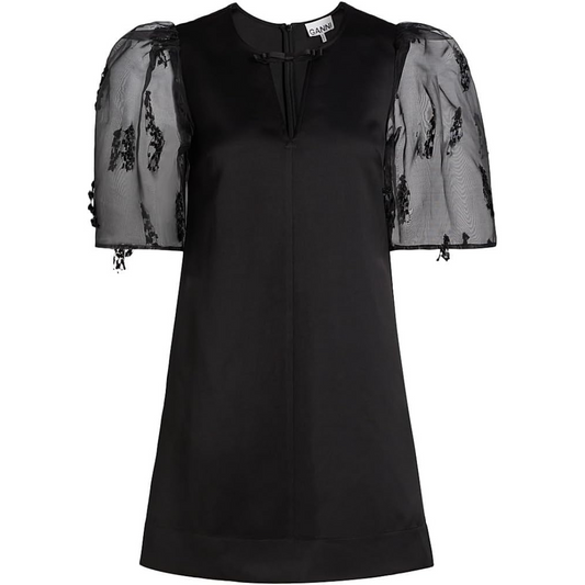 Ganni Fringed Organza Shift Minidress