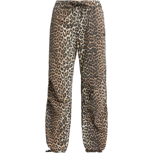 Ganni Leopard Cotton Drawstring Pants